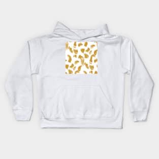 Gold over White Brushtroke Dots Kids Hoodie